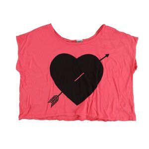 Scratch Womens Heart With Arrow Graphic T-Shirt, Pink, NWT